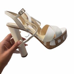 Gianni Marra White Block Heel Sandals Sz 40